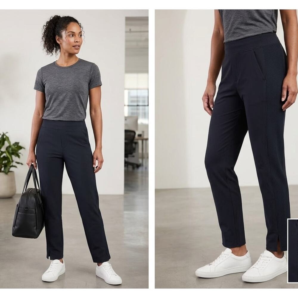 Athleta Black Brooklyn Mid Rise Ankle Pant 10 Stretch Lightweight Commuter EUC